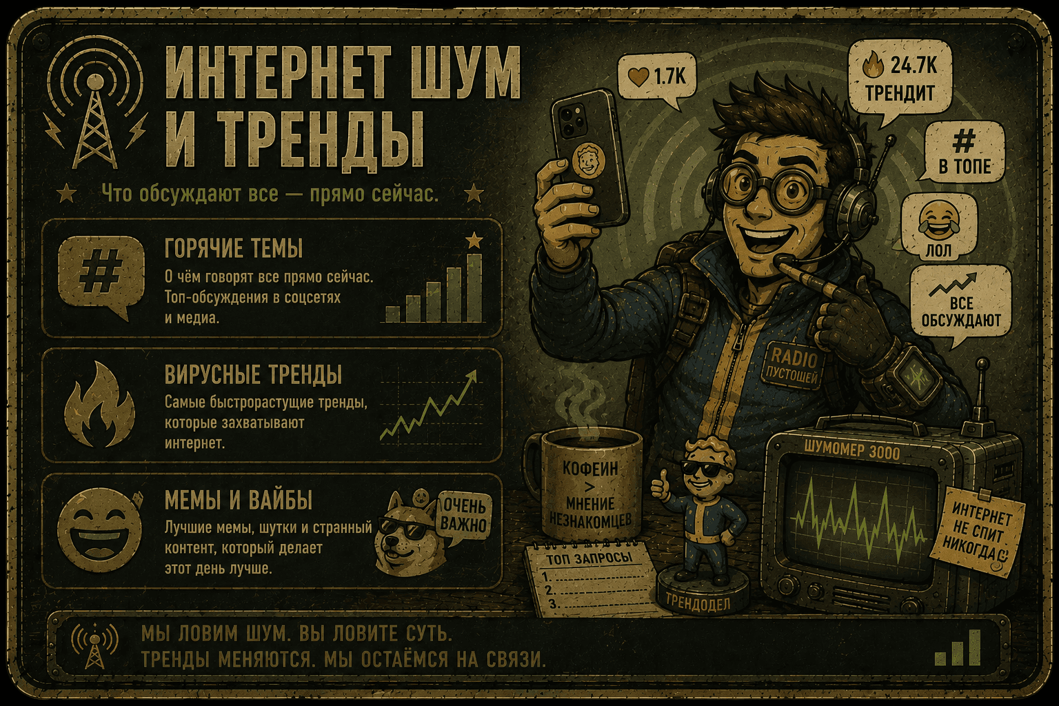 Сигнал · Тренды — интернет-шум: мемы, вирусное, странное.