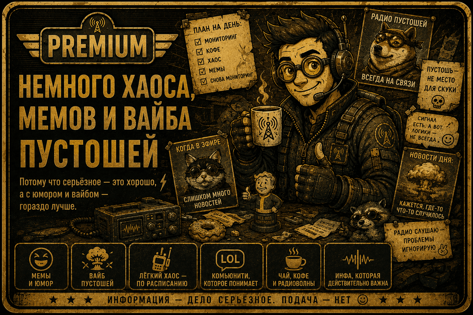 Немного хаоса, мемов и вайба пустошей — информация серьёзная, подача нет.